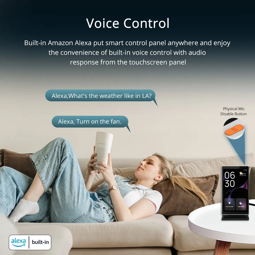 Zemismart 5 inch Smart Central Control Panel Touch Screen Come with Stand Built-in Alexa Voice Zigbee BLE Gateway Work with Tuya