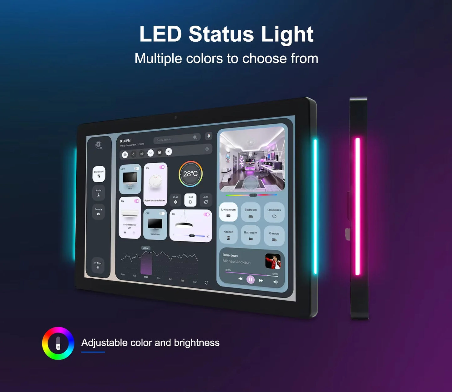 10.1 inch Smart Home Panel Embedded Android POE Tablet with LED Lights in Wall Camera RS485 Touch Screen Panel Google Play Store