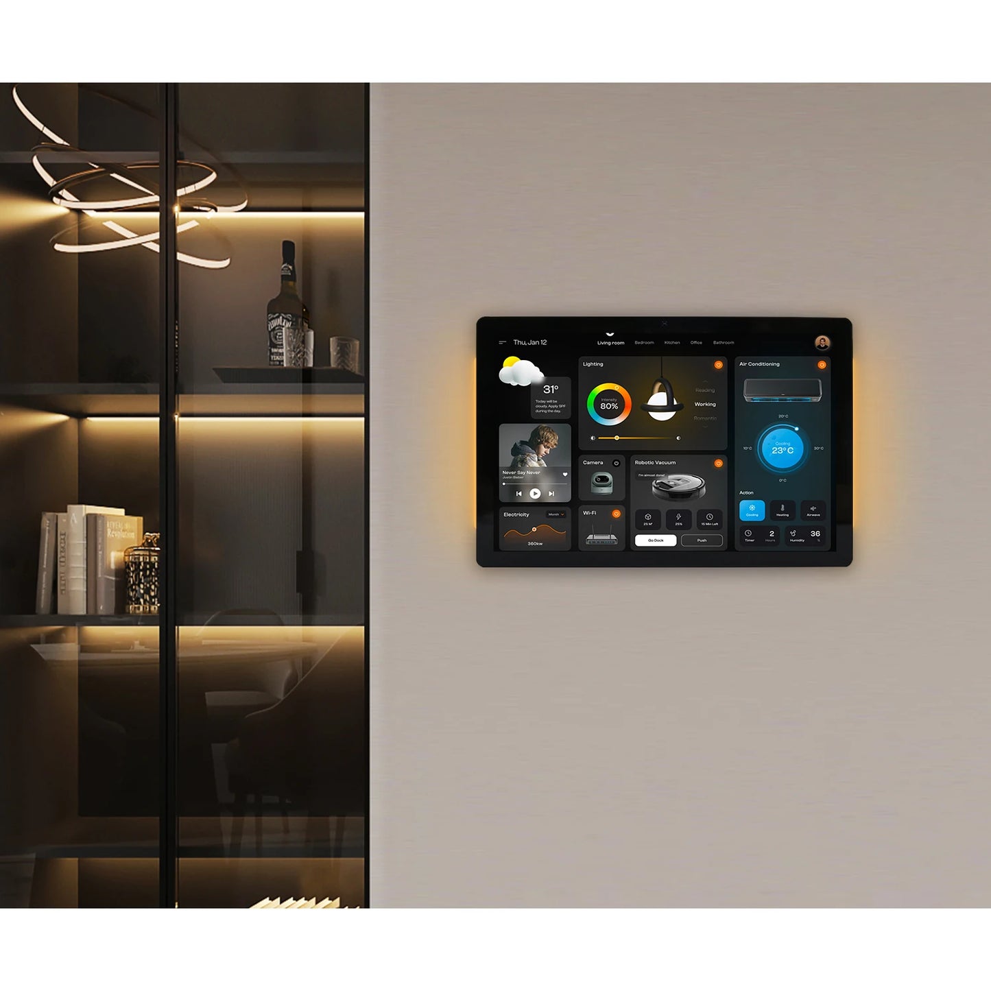 10.1 inch Smart Home Panel Embedded Android POE Tablet with LED Lights in Wall Camera RS485 Touch Screen Panel Google Play Store