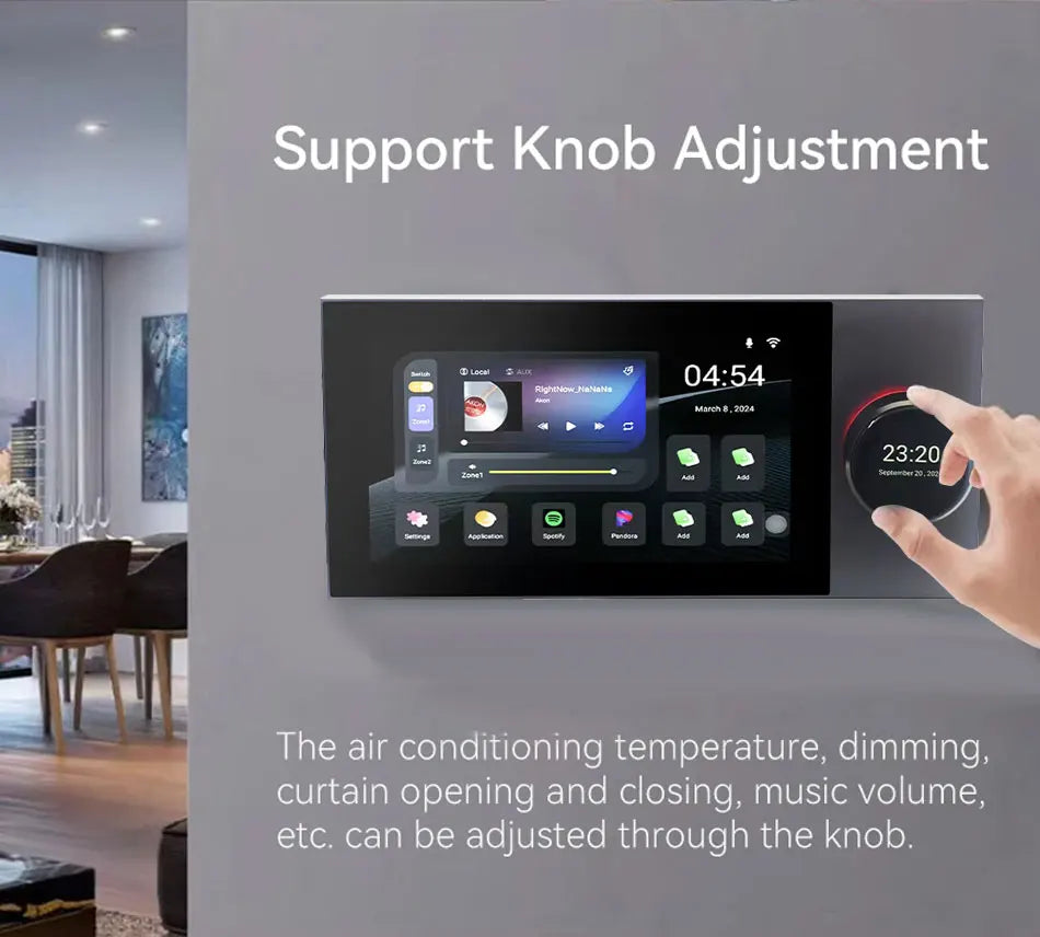 7 Inch Android 11 Alexa Voice Tuya Smart Home Control Panel with Rotary Button Built in E-share Zigbee hub WiFi Wall Amplifier