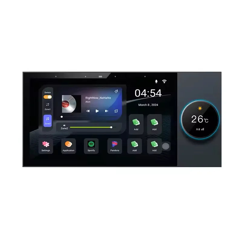 7 Inch Android 11 Alexa Voice Tuya Smart Home Control Panel with Rotary Button Built in E-share Zigbee hub WiFi Wall Amplifier