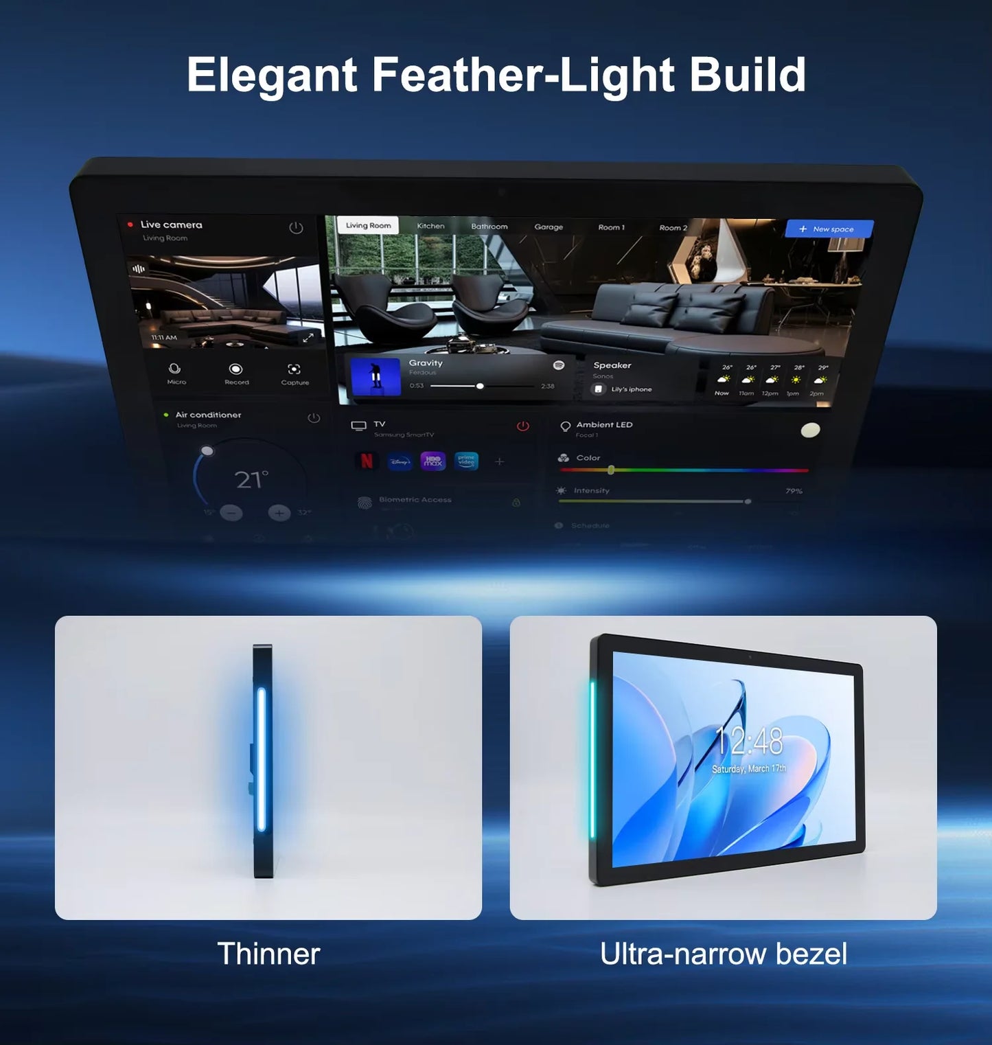 10.1 inch Smart Home Panel Embedded Android POE Tablet with LED Lights in Wall Camera RS485 Touch Screen Panel Google Play Store