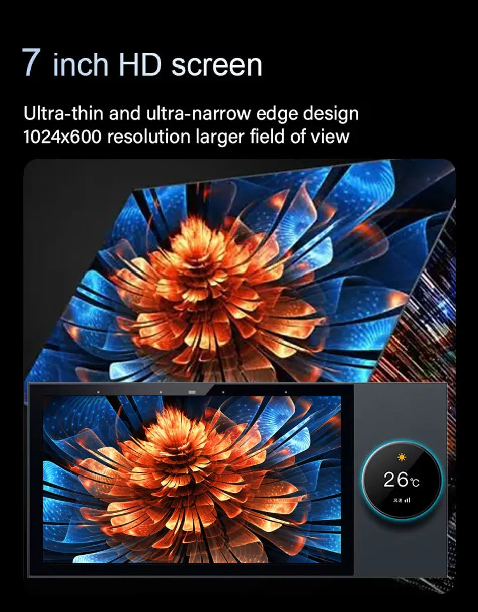 7 Inch Android 11 Alexa Voice Tuya Smart Home Control Panel with Rotary Button Built in E-share Zigbee hub WiFi Wall Amplifier