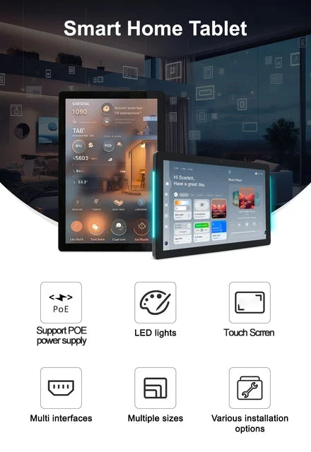 10.1 inch Smart Home Panel Embedded Android POE Tablet with LED Lights in Wall Camera RS485 Touch Screen Panel Google Play Store