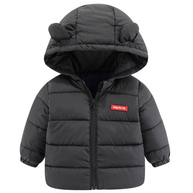 Children's Cotton Clothing Thickened Down Jacket Girls' Winter Lamb Fleece Jacket Children's Zipper Hooded Clothing Boy's Jacket 4Y-6Y