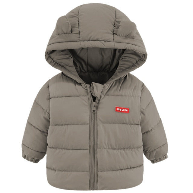 Children's Cotton Clothing Thickened Down Jacket Girls' Winter Lamb Fleece Jacket Children's Zipper Hooded Clothing Boy's Jacket 4Y-6Y