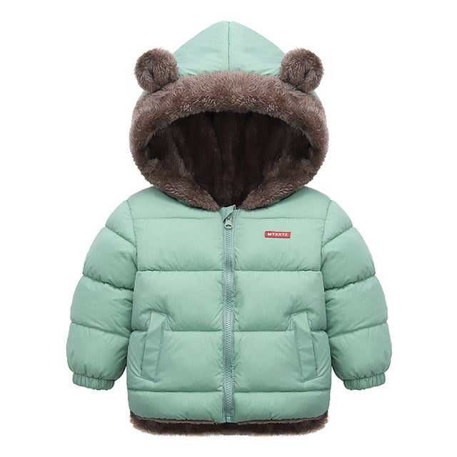 Children's Cotton Clothing Thickened Down Jacket Girls' Winter Lamb Fleece Jacket Children's Zipper Hooded Clothing Boy's Jacket 4Y-6Y