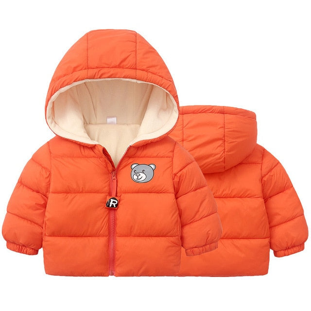 Children's Cotton Clothing Thickened Down Jacket Girls' Winter Lamb Fleece Jacket Children's Zipper Hooded Clothing Boy's Jacket 4Y-6Y