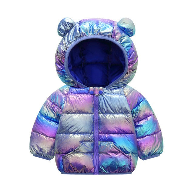 Children's Cotton Clothing Thickened Down Jacket Girls' Winter Lamb Fleece Jacket Children's Zipper Hooded Clothing Boy's Jacket 18M-4Y