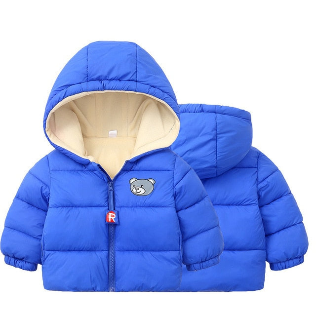 Children's Cotton Clothing Thickened Down Jacket Girls' Winter Lamb Fleece Jacket Children's Zipper Hooded Clothing Boy's Jacket 4Y-6Y