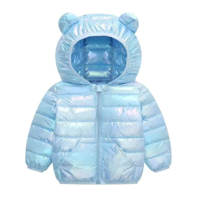 Children's Cotton Clothing Thickened Down Jacket Girls' Winter Lamb Fleece Jacket Children's Zipper Hooded Clothing Boy's Jacket 18M-4Y