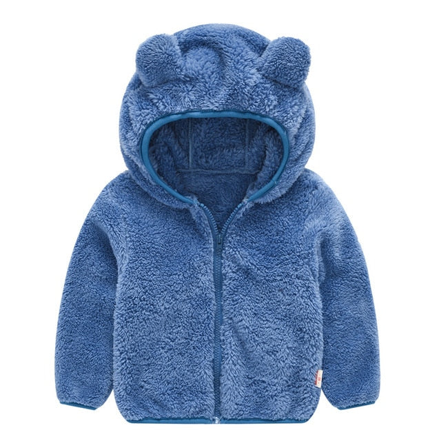 Children's Cotton Clothing Thickened Down Jacket Girls' Winter Lamb Fleece Jacket Children's Zipper Hooded Clothing Boy's Jacket 18M-4Y