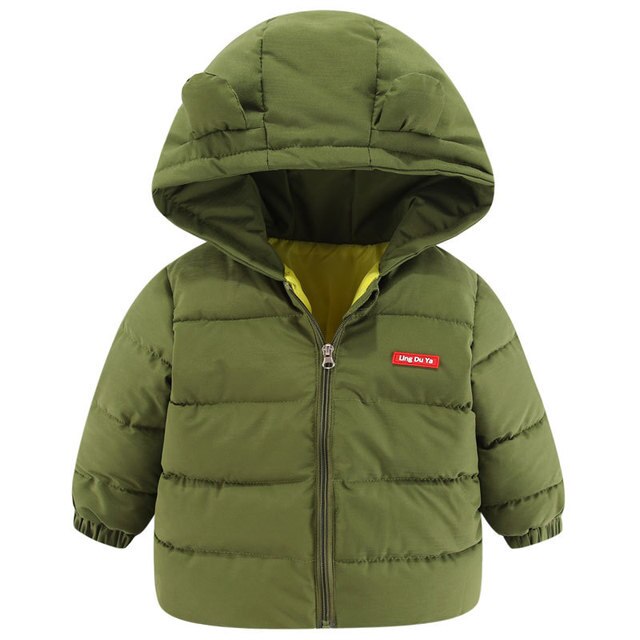 Children's Cotton Clothing Thickened Down Jacket Girls' Winter Lamb Fleece Jacket Children's Zipper Hooded Clothing Boy's Jacket 18M-4Y