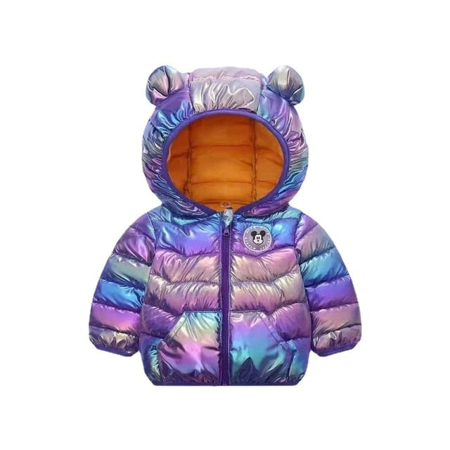 Children's Cotton Clothing Thickened Down Jacket Girls' Winter Lamb Fleece Jacket Children's Zipper Hooded Clothing Boy's Jacket 18M-4Y