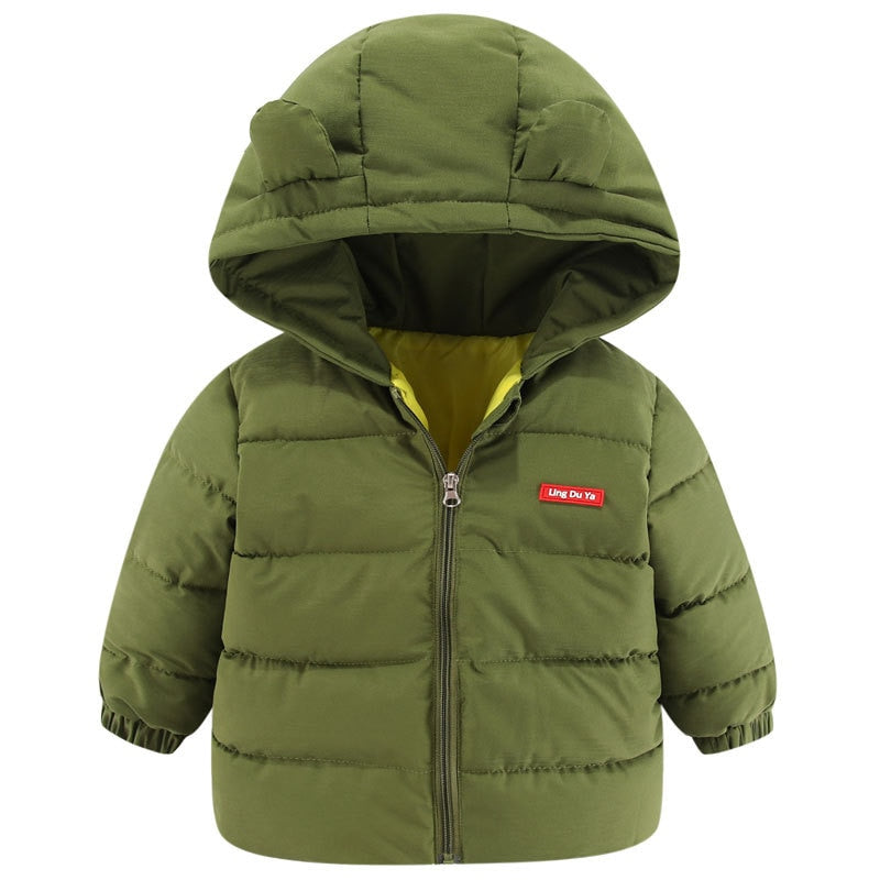 Children's Cotton Clothing Thickened Down Jacket Girls' Winter Lamb Fleece Jacket Children's Zipper Hooded Clothing Boy's Jacket 4Y-6Y