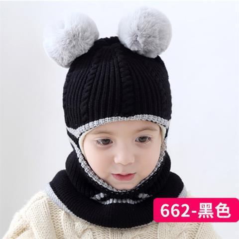 Beanies Baby Ring Hat Pompom Winter Children Hats Knitted Cute Cap for Baby Girls Boys Warm Fleece Lining Earflap Caps for Kids