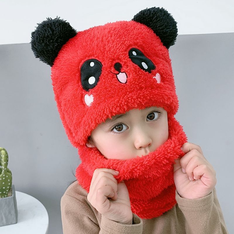 Beanies Baby Ring Hat Pompom Winter Children Hats Knitted Cute Cap for Baby Girls Boys Warm Fleece Lining Earflap Caps for Kids