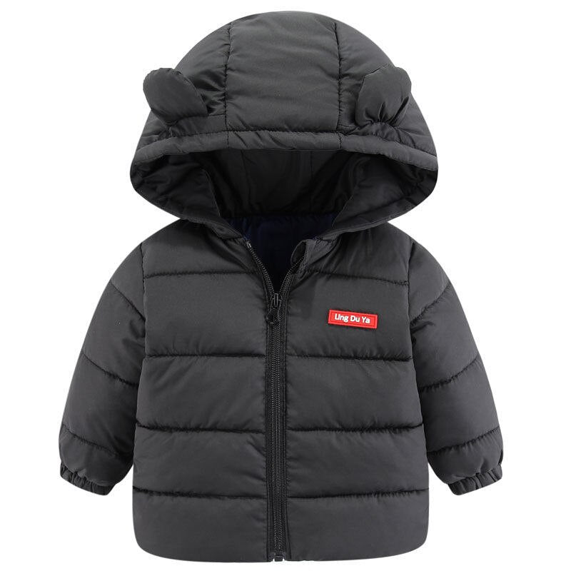 Children's Cotton Clothing Thickened Down Jacket Girls' Winter Lamb Fleece Jacket Children's Zipper Hooded Clothing Boy's Jacket 18M-4Y