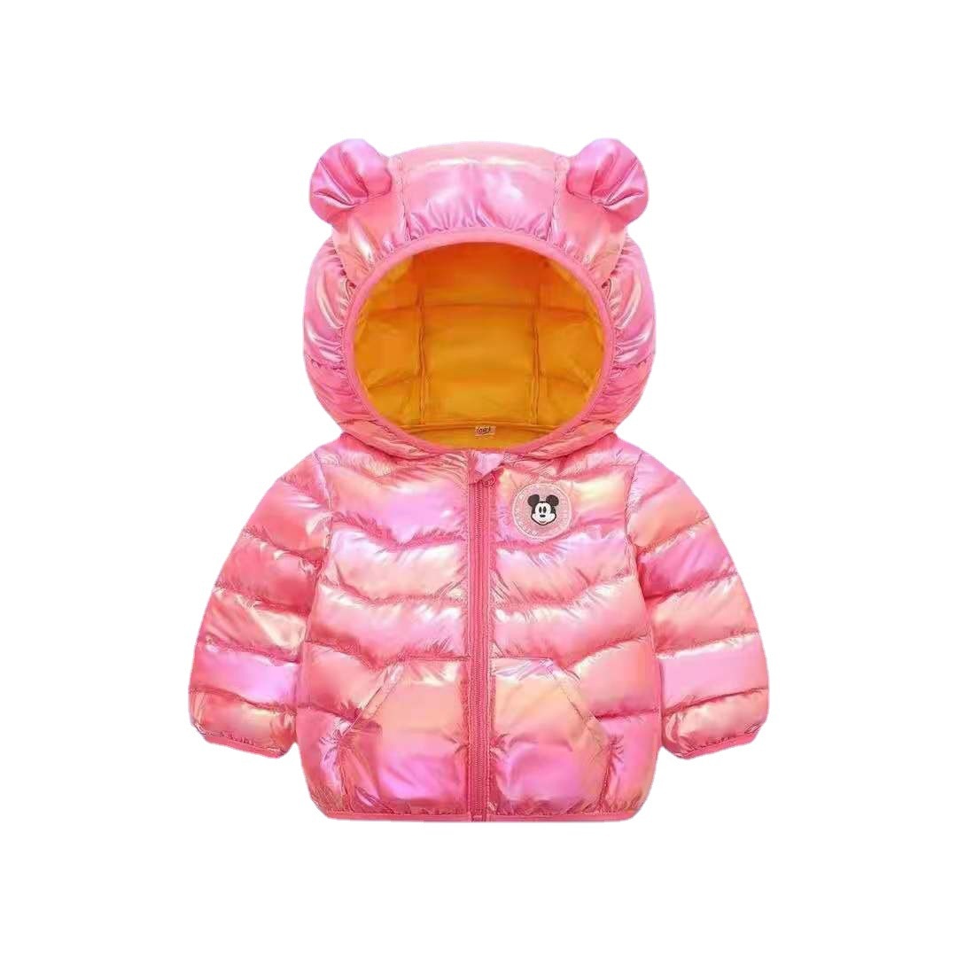 Children's Cotton Clothing Thickened Down Jacket Girls' Winter Lamb Fleece Jacket Children's Zipper Hooded Clothing Boy's Jacket 18M-4Y