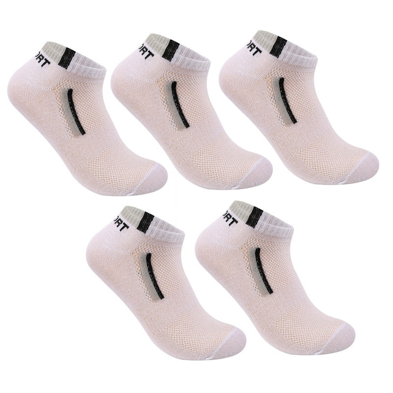 5 Pairs=10 Pieces Men&#39;s Short Absorb Sweat Sweat-Absorbent Breathable Mesh Sports Socks Ankle Socks Summer Sports Socks