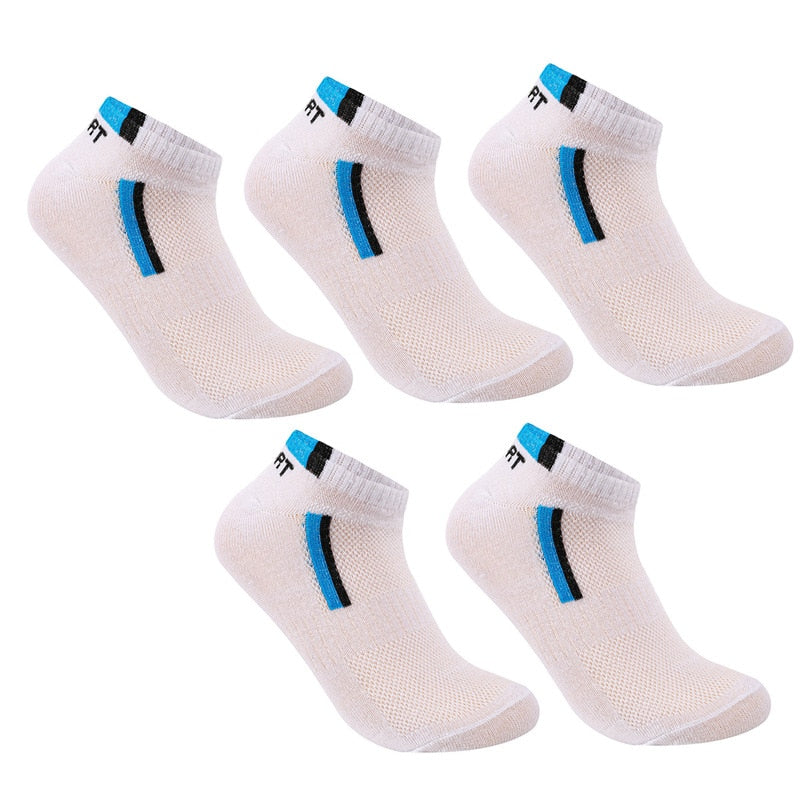 5 Pairs=10 Pieces Men&#39;s Short Absorb Sweat Sweat-Absorbent Breathable Mesh Sports Socks Ankle Socks Summer Sports Socks