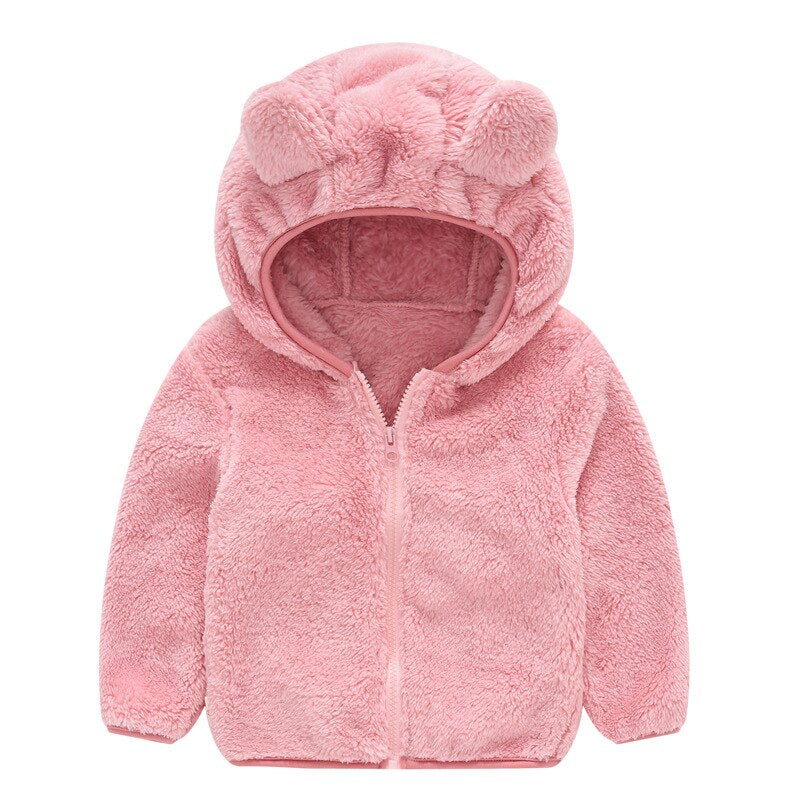 Children's Cotton Clothing Thickened Down Jacket Girls' Winter Lamb Fleece Jacket Children's Zipper Hooded Clothing Boy's Jacket 18M-4Y