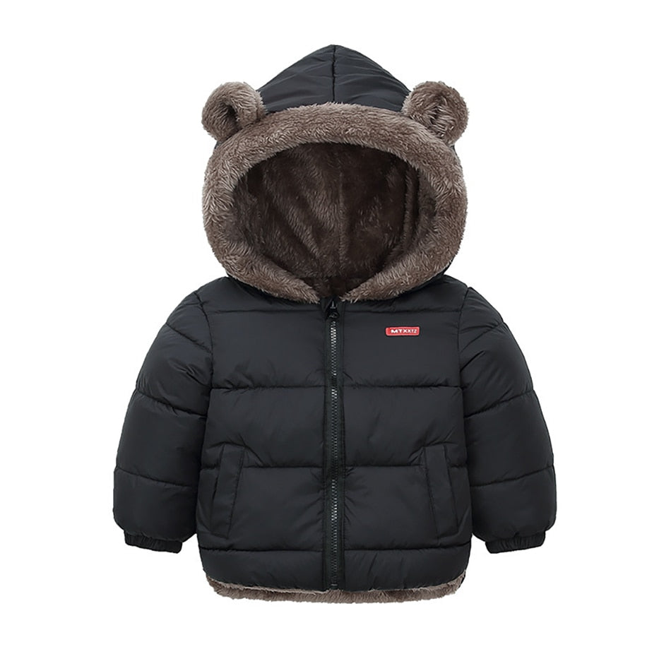 Children's Cotton Clothing Thickened Down Jacket Girls' Winter Lamb Fleece Jacket Children's Zipper Hooded Clothing Boy's Jacket 18M-4Y