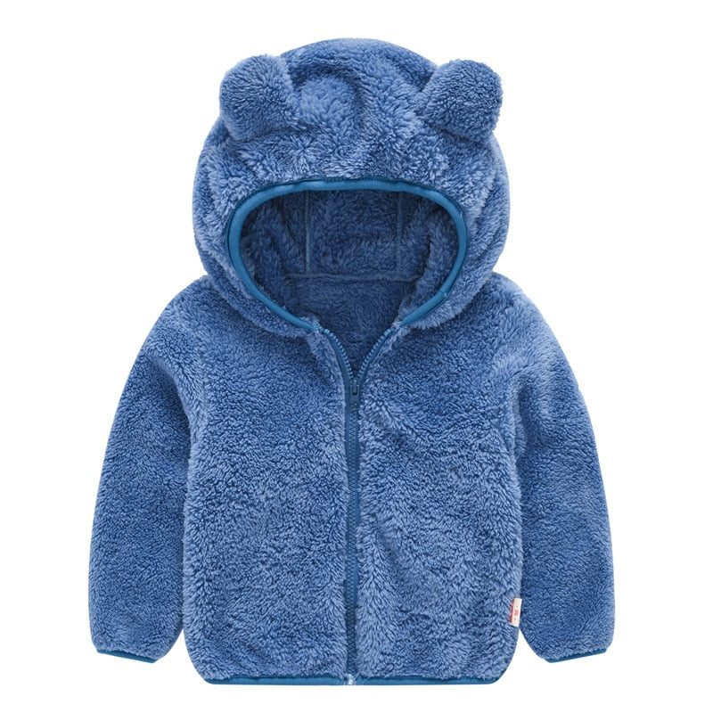 Children's Cotton Clothing Thickened Down Jacket Girls' Winter Lamb Fleece Jacket Children's Zipper Hooded Clothing Boy's Jacket 4Y-6Y