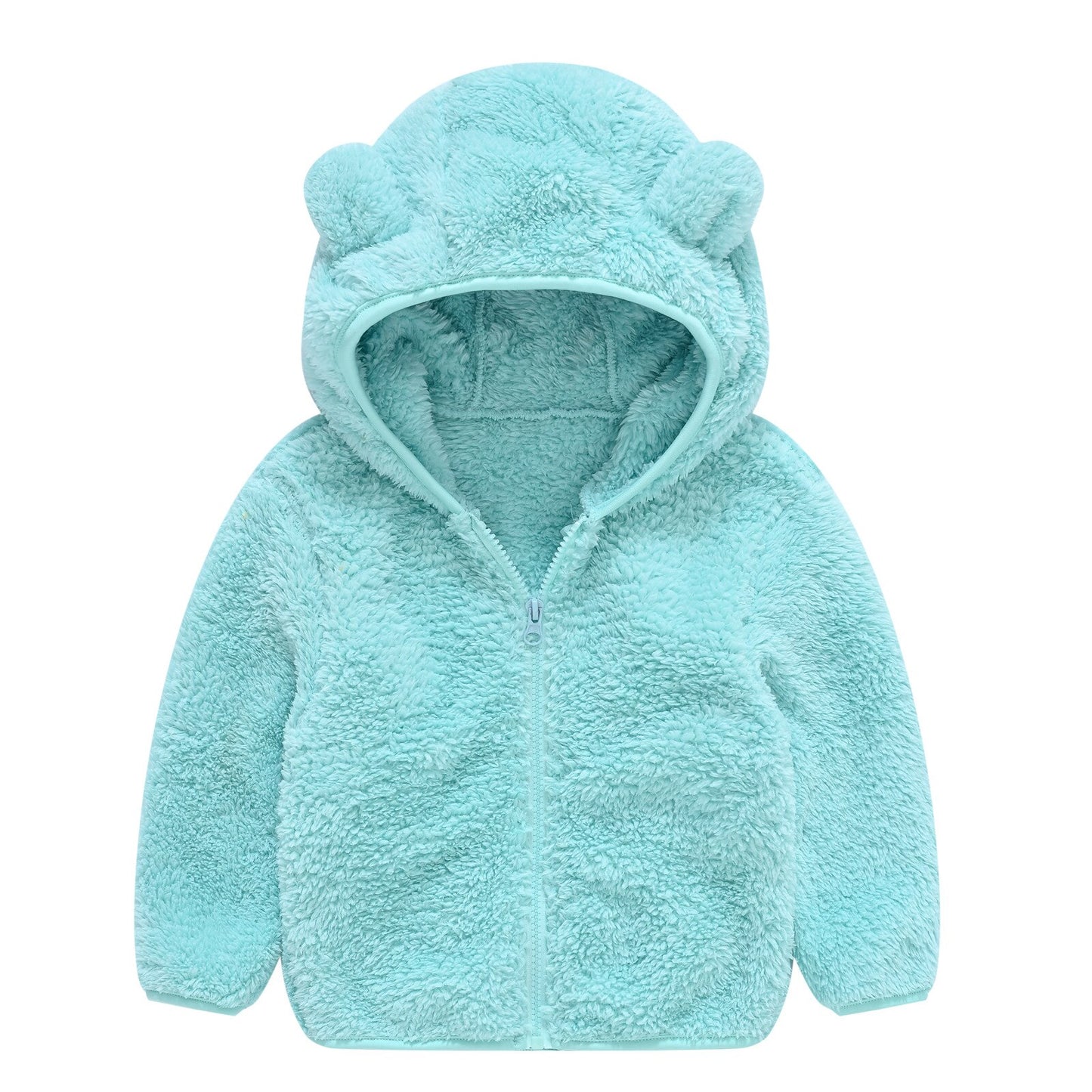 Children's Cotton Clothing Thickened Down Jacket Girls' Winter Lamb Fleece Jacket Children's Zipper Hooded Clothing Boy's Jacket 18M-4Y