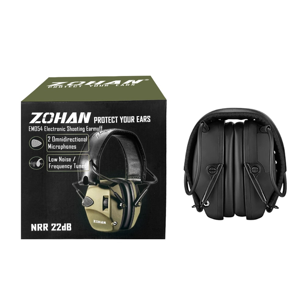 ZOHAN Electronic Shooting Ear Protection Sound Amplification Anti-noise Earmuffs Professional Hunting Ear Defender Outdoor Sport