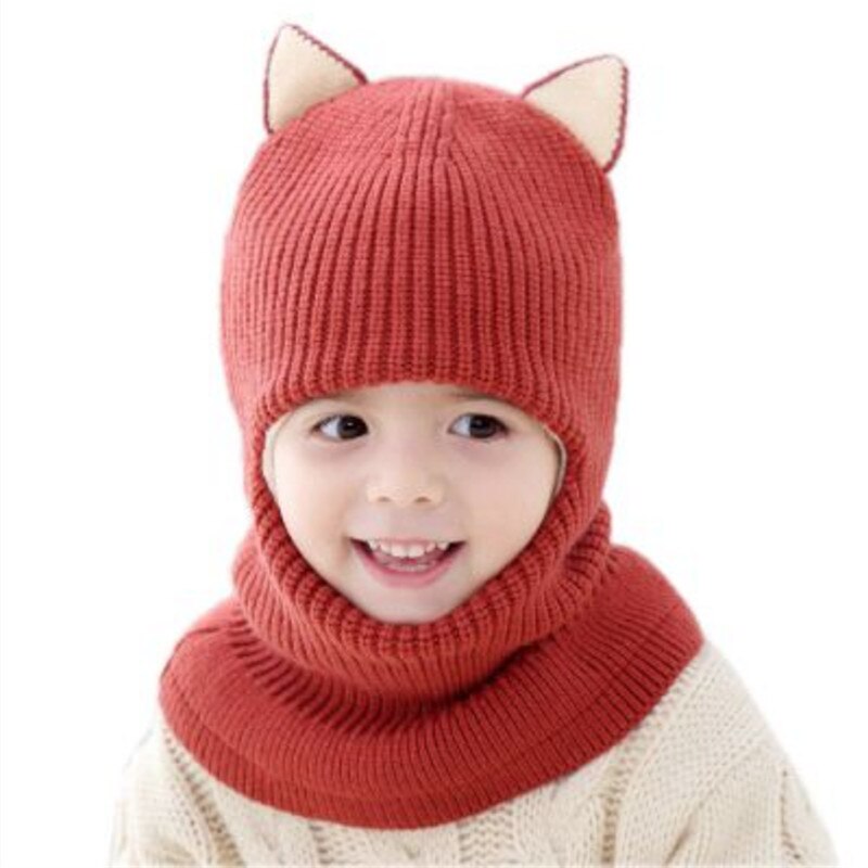 Beanies Baby Ring Hat Pompom Winter Children Hats Knitted Cute Cap for Baby Girls Boys Warm Fleece Lining Earflap Caps for Kids