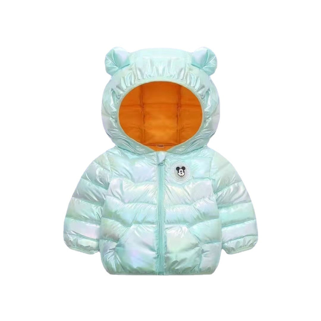 Children's Cotton Clothing Thickened Down Jacket Girls' Winter Lamb Fleece Jacket Children's Zipper Hooded Clothing Boy's Jacket 18M-4Y