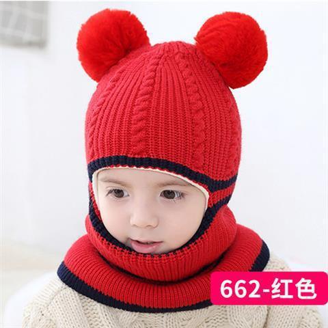 Beanies Baby Ring Hat Pompom Winter Children Hats Knitted Cute Cap for Baby Girls Boys Warm Fleece Lining Earflap Caps for Kids