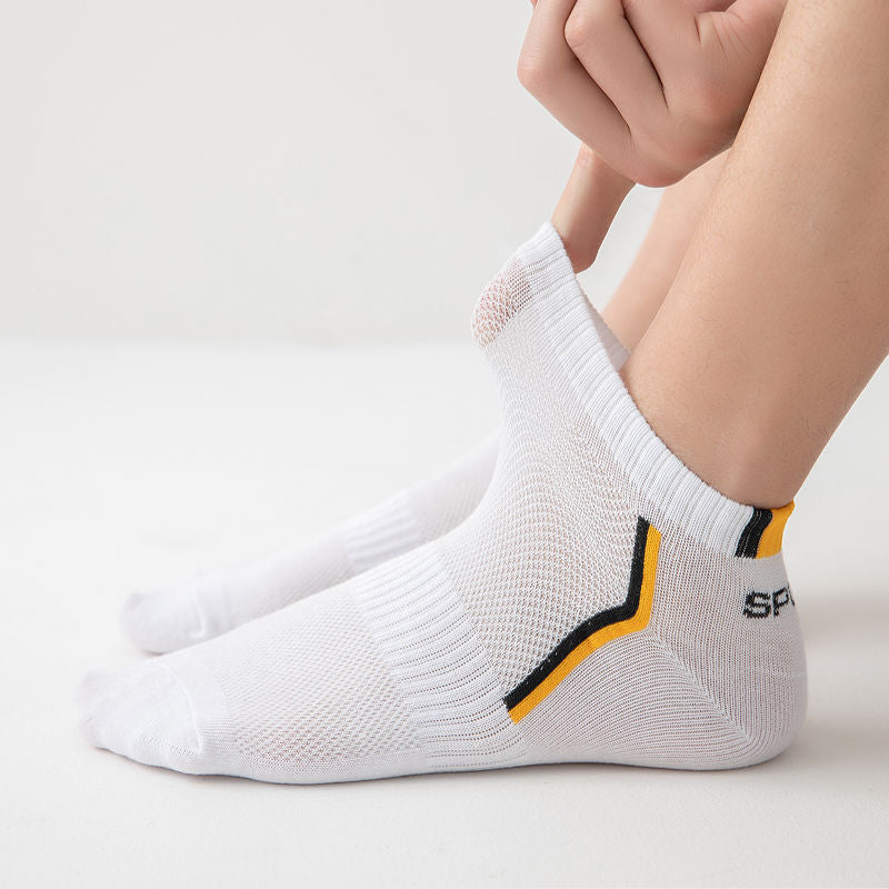 5 Pairs=10 Pieces Men&#39;s Short Absorb Sweat Sweat-Absorbent Breathable Mesh Sports Socks Ankle Socks Summer Sports Socks