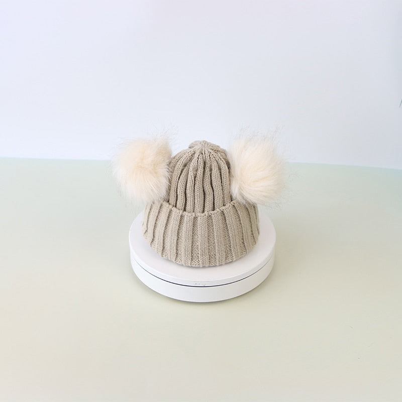 Newborn Baby Hat Scarf Set Pompom Cartoon Infant Baby Girl Boy Winter Hat For Kids Warm Knitted Children Boys Girls Beanie Cap