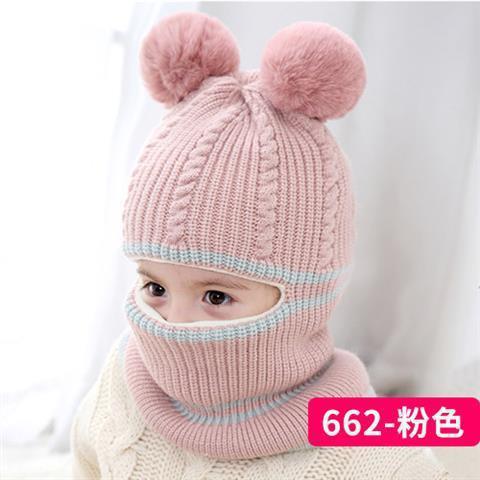 Beanies Baby Ring Hat Pompom Winter Children Hats Knitted Cute Cap for Baby Girls Boys Warm Fleece Lining Earflap Caps for Kids