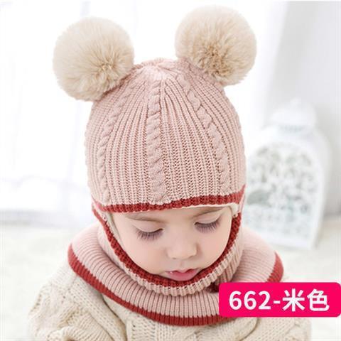 Beanies Baby Ring Hat Pompom Winter Children Hats Knitted Cute Cap for Baby Girls Boys Warm Fleece Lining Earflap Caps for Kids