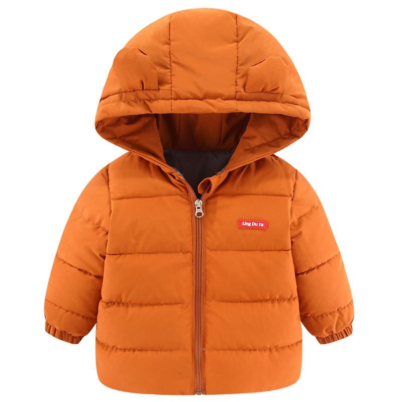 Children's Cotton Clothing Thickened Down Jacket Girls' Winter Lamb Fleece Jacket Children's Zipper Hooded Clothing Boy's Jacket 18M-4Y