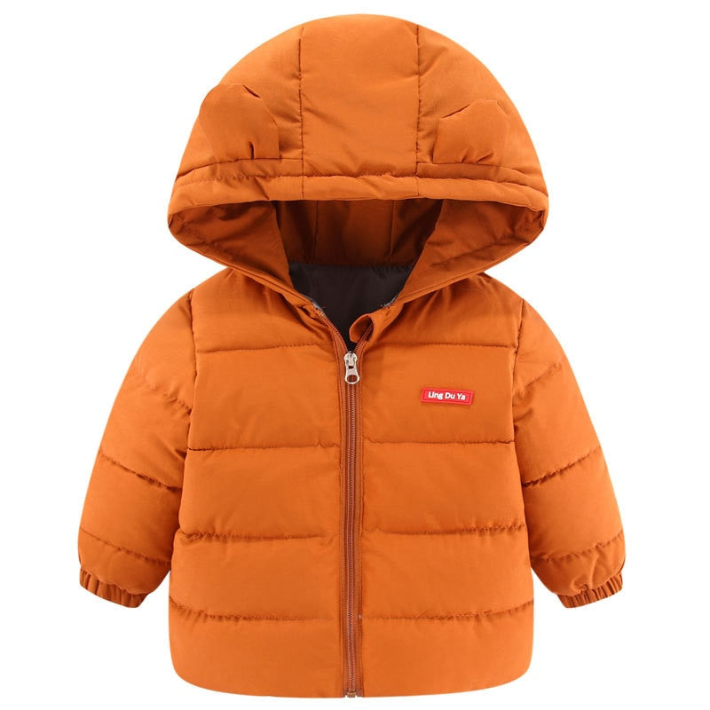 Children's Cotton Clothing Thickened Down Jacket Girls' Winter Lamb Fleece Jacket Children's Zipper Hooded Clothing Boy's Jacket 4Y-6Y